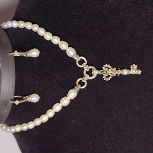 Barbara Bixby SS 18k Pearl Necklace, Key Enhancer and Earrings